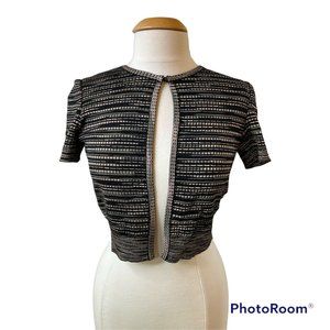 Missoni Womens Black Short Sleeve Open Front Cropped Cardigan Sweater Size 8